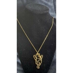 Vtg Disney Avon Aai  Necklace Winnie The Pooh Cutout  Pendant Gold Toned 24"